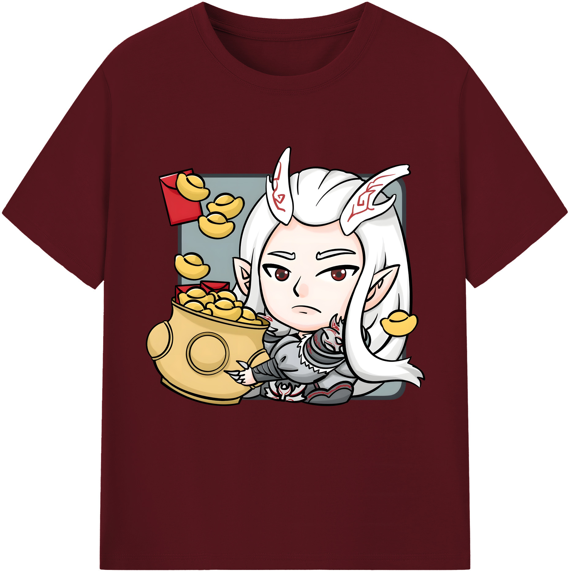 （画像用） Ne Zha 2 ナタ 魔童の大暴れ 綿100％半袖Tシャツ（フロントプリント）